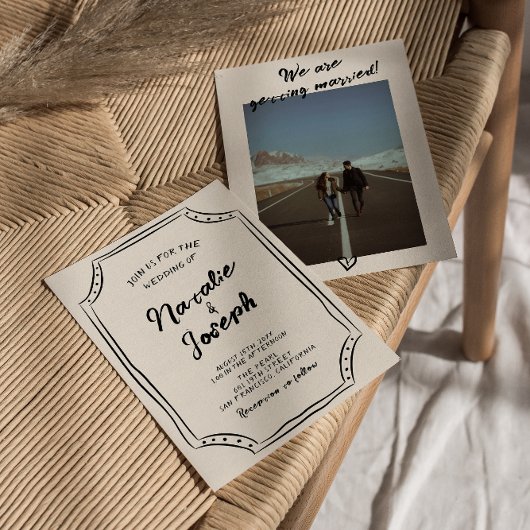 Handgeschreven krabbel moderne eigenzinnige foto b kaart