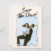  handgeschreven krabbel moderne foto bruiloft save the date (Voorkant)