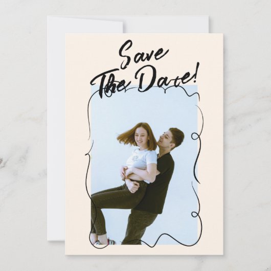  handgeschreven krabbel moderne foto bruiloft save the date (Voorkant)