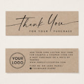 Handgeschreven Kraft paper logo dank u dat u kaart (Voorkant /achterkant)