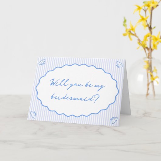 Handgeschreven kust gestreepte bruidsmeisje voorst kaart (Gele Bloem)