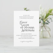 Handgeschreven Letterpress FOTO Trouw Uitnodiginge Kaart (Staand voorkant)