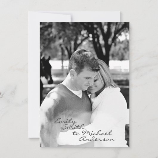 Handgeschreven Letterpress FOTO Trouw Uitnodiginge Kaart (Achterkant)