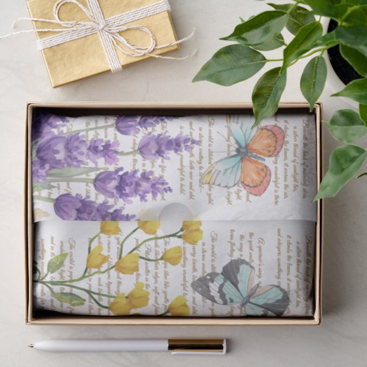  handgeschreven letters Botanical White Tissuepapier (Geschenk)