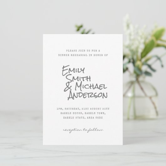 Handgeschreven Lettertype FOTO Uitnodiging Koppels (Staand voorkant)