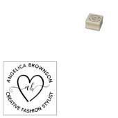 Handgeschreven lettertype hart monogram handtekeni rubberstempel (Gestempeld)