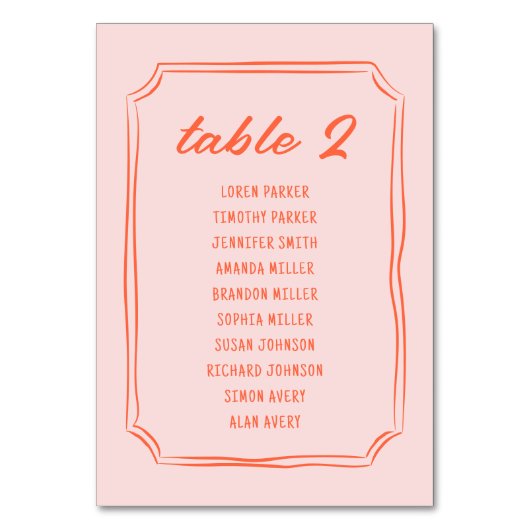 Handgeschreven leuk retro trouw zit tafel kaart (Achterkant)