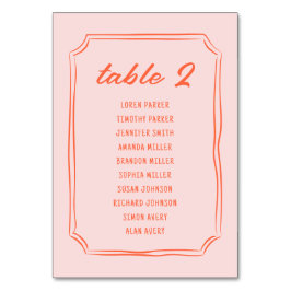 Handgeschreven leuk retro trouw zit tafel kaart