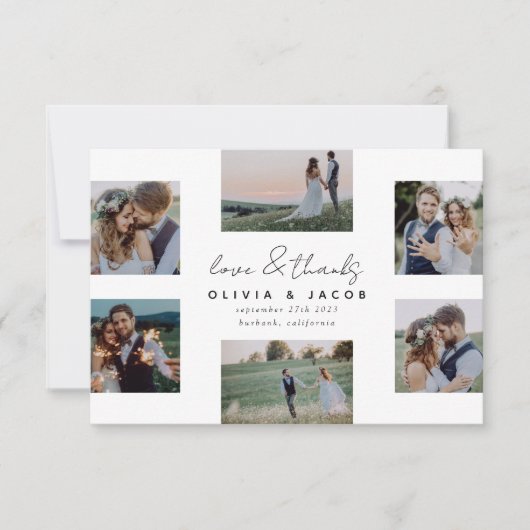 Handgeschreven liefde en Bedankt 6 Fotobruiloft (Voorkant)