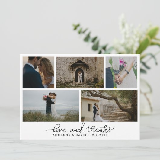 Handgeschreven liefde en Bedankt paar foto bruilof (Staand voorkant)