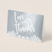 Handgeschreven Liefde en Bedankt Script Overlay Co Folie Kaarten (Voorkant)