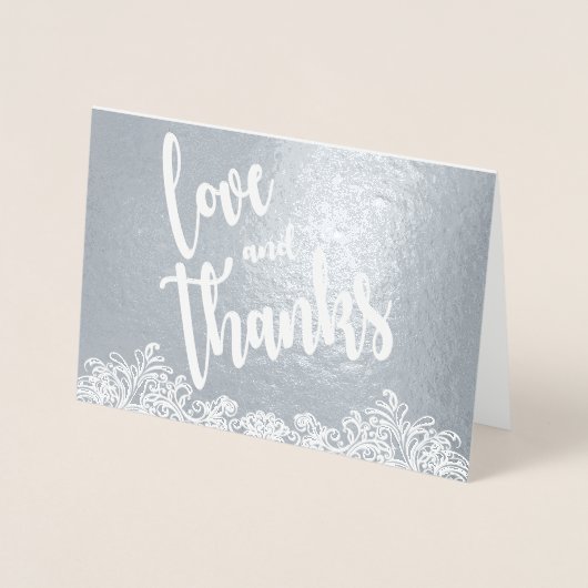 Handgeschreven Liefde en Bedankt Script Overlay Co Folie Kaarten (Voorkant)