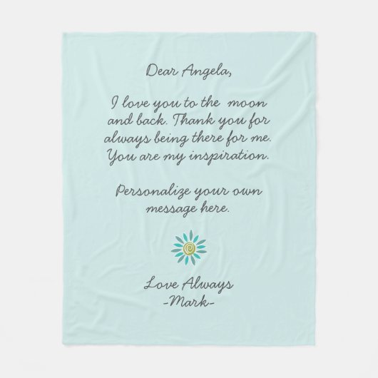 handgeschreven liefdesbrief of berichtaangepast fleece deken (Voorkant)