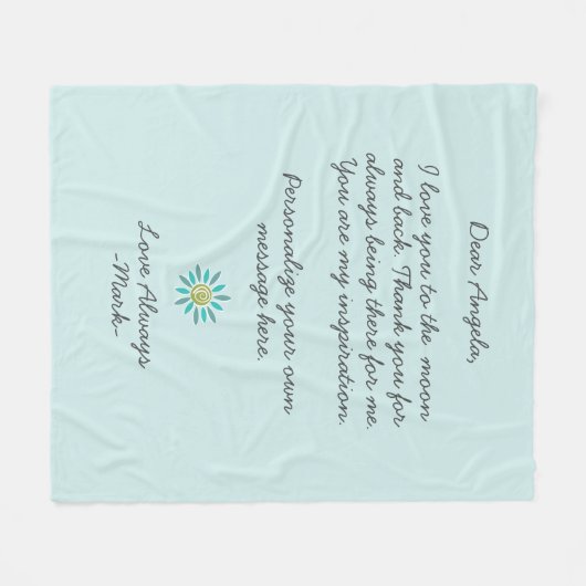 handgeschreven liefdesbrief of berichtaangepast fleece deken (Voorkant (Horizontaal))