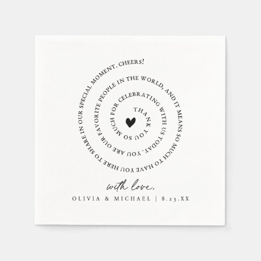 Handgeschreven liefdesbriefje Spiral Text Heart We Servet (Voorkant)