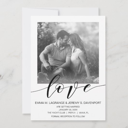 Handgeschreven liefdesfotokaart | trouwkaart kaart (Voorkant)