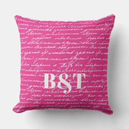 Handgeschreven liefdesverhaal stel INITIËLEN Prepp Kussen