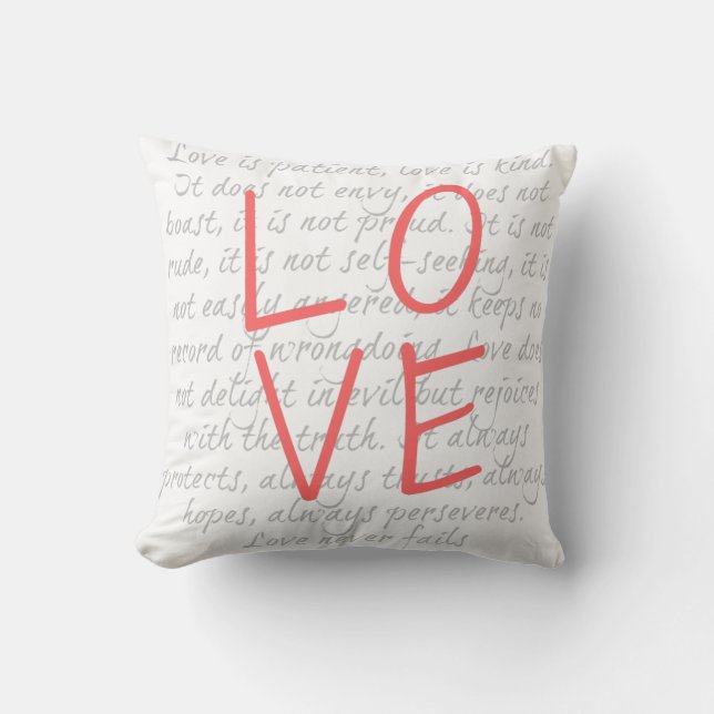 handgeschreven LOVE-kussen met Corinthians Verse Kussen (Voorkant)
