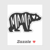 Handgeschreven mama en Beer Silhouette Sticker (Vel)