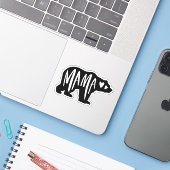 Handgeschreven mama en Beer Silhouette Sticker (Laptop met iPhone)