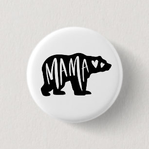 Handgeschreven mama hand getekend harten Beer Silh Ronde Button 3,2 Cm