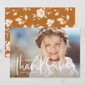 Handgeschreven Manuscript bekleding Happy Thanksgi Feestdagenkaart (Voorkant / Achterkant)