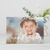 Handgeschreven Manuscript bekleding Happy Thanksgi Feestdagenkaart (Staand voorkant)