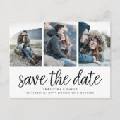 Handgeschreven Manuscript Drie Foto sparen de Datu Aankondigingskaart (Voorkant)