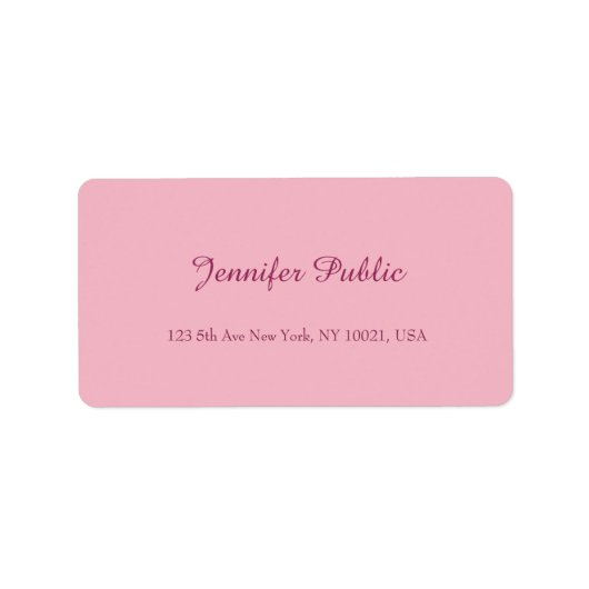 Handgeschreven Manuscript Elegant Roze Sjabloon Mo Etiket (Voorkant)