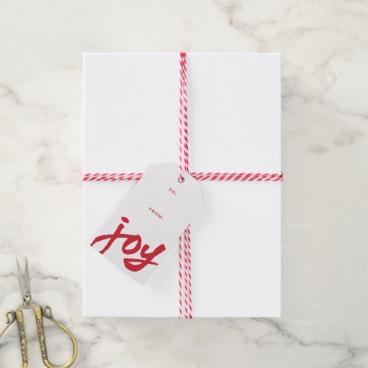 Handgeschreven Manuscript Joy Kerstfeestdag Cadeaulabel (Met Touw)