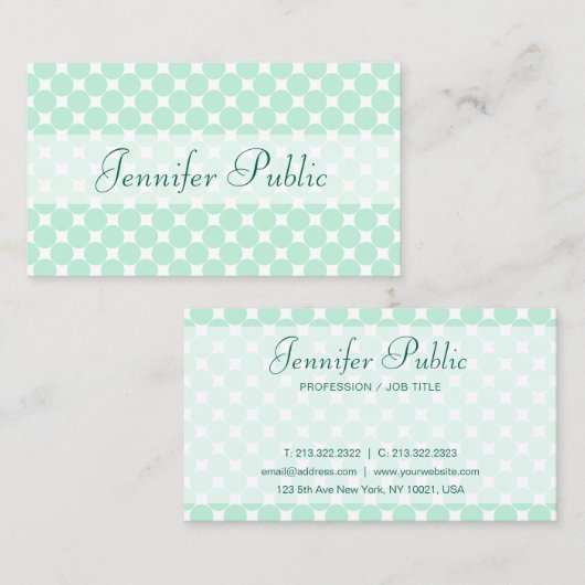 Handgeschreven Manuscript Modern Elegant Groen Wit Visitekaartje (Voorkant / Achterkant)