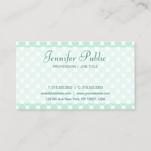 Handgeschreven Manuscript Modern Elegant Groen Wit Visitekaartje (Achterkant)