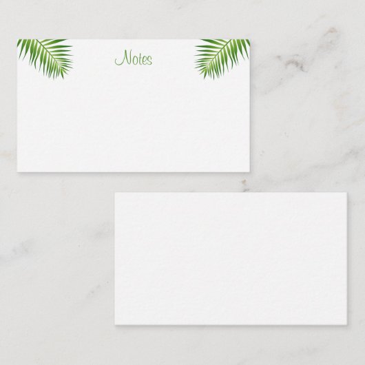 Handgeschreven Manuscript Modern Elegant Palm Leav Notitiekaartje (Voorkant / Achterkant)