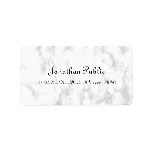 Handgeschreven Manuscript Modern Elegant Witte Mar Etiket (Voorkant)