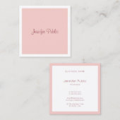 Handgeschreven Manuscript Moderne Blush Pink Sjabl Vierkante Visitekaartje (Voorkant / Achterkant)