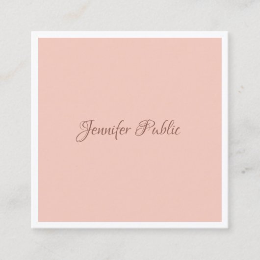 Handgeschreven Manuscript Moderne Eenvoudige Sjabl Vierkante Visitekaartje (Voorkant)