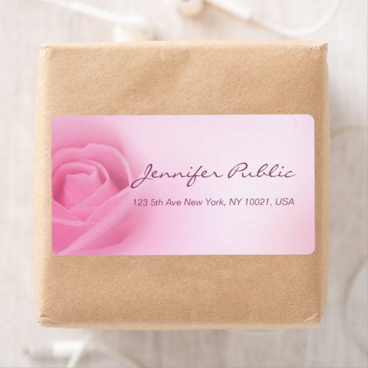 Handgeschreven Manuscript Moderne Roze Roze Sjablo Etiket (Insitu)