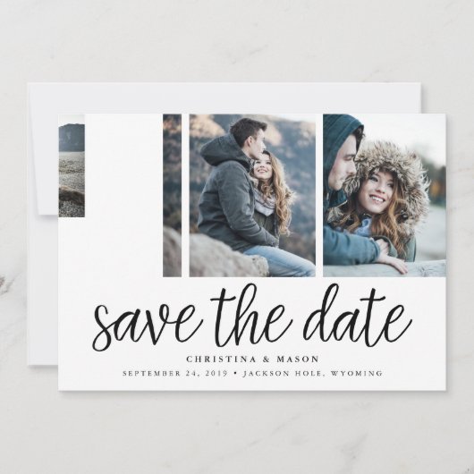 Handgeschreven Manuscript Multi Foto sparen de Dat Save The Date (Voorkant)