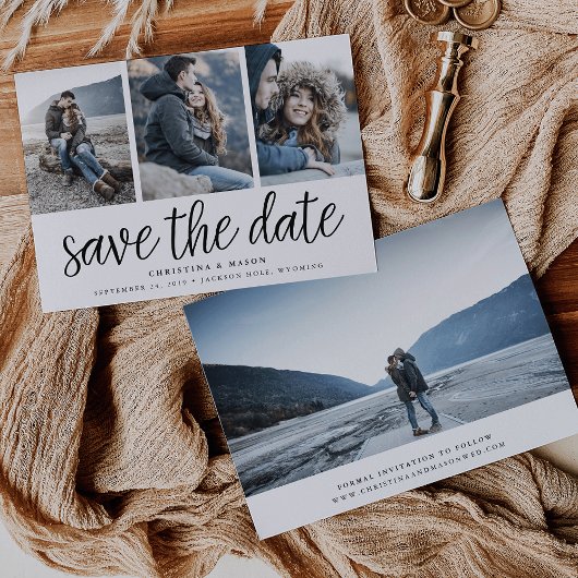 Handgeschreven Manuscript Multi Foto sparen de Dat Save The Date