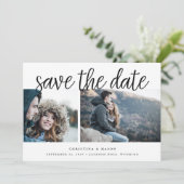 Handgeschreven Manuscript Multi Foto sparen de Dat Save The Date (Staand voorkant)
