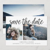 Handgeschreven Manuscript Multi Foto sparen de Dat Save The Date (Voorkant / Achterkant)