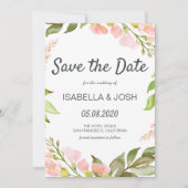 Handgeschreven Manuscript roze Floral Boho sparen  Save The Date (Voorkant)