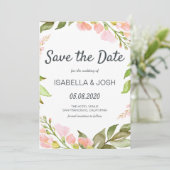 Handgeschreven Manuscript roze Floral Boho sparen  Save The Date (Staand voorkant)