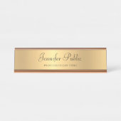 Handgeschreven Manuscript Trendy Modern Gold Sjabl Bureau Naambordje (Voorkant)