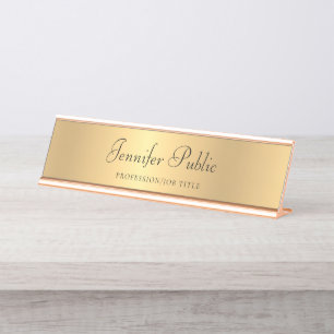 Handgeschreven Manuscript Trendy Modern Gold Sjabl Bureau Naambordje