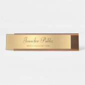 Handgeschreven Manuscript Trendy Modern Gold Sjabl Bureau Naambordje (Voorkant)