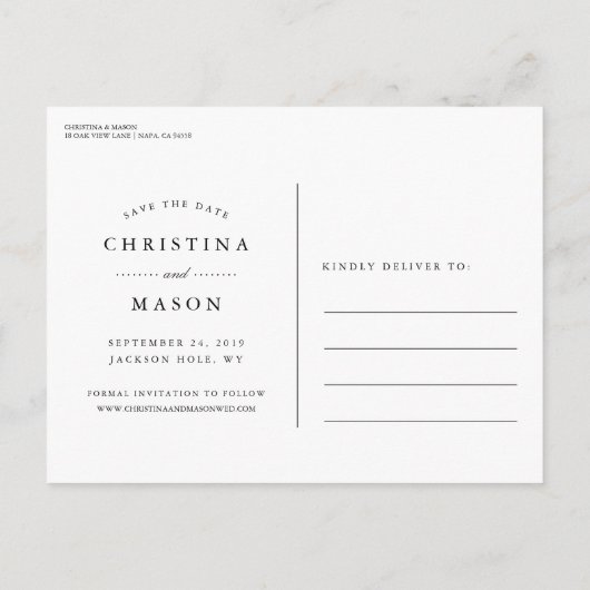 Handgeschreven Manuscript Twee Foto sparen de Datu Aankondigingskaart (Achterkant)