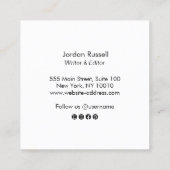 Handgeschreven Manuscript Zwart en Witte Vierkant Vierkante Visitekaartje (Achterkant)