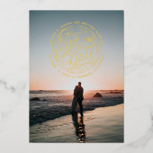 handgeschreven medaillon Foto Opslaan De Datum Folie Uitnodiging (Voorkant)