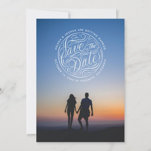 handgeschreven medaillon Foto Save The Date (Voorkant)